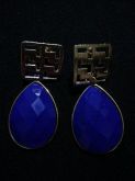 Brincos banhados a ouro com pedra sintética - Azul Royal