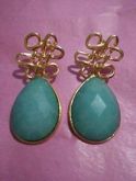 Brincos banhados a ouro com pedra natural - Jade