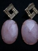 Brincos banhados a ouro com pedra sintética - Rosa